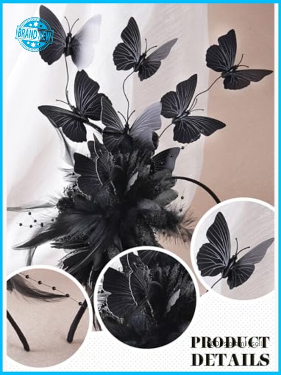 Butterfly Fascinator Hat Derby Tea Party Headband Elegant  display picture 2